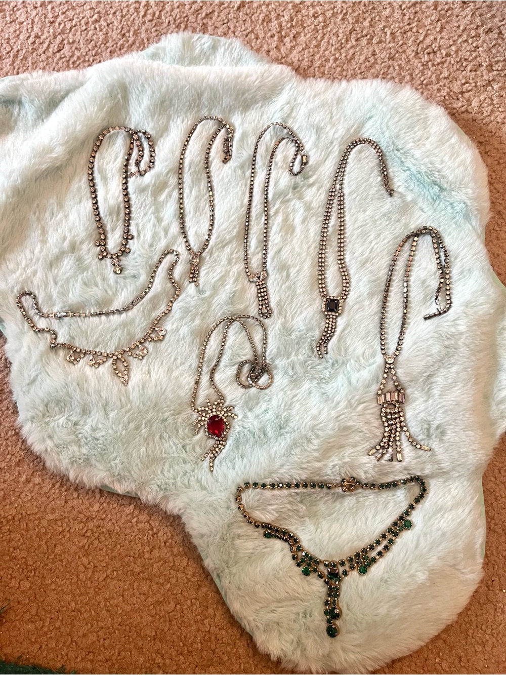 Vintage estate rhinestone crystal necklace lot of 8